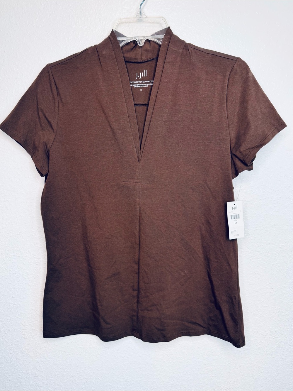 NWT J. Jill Brown Stretch Cotton Comfort Tee size M Top
